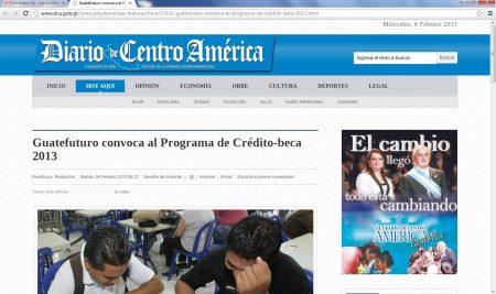 GUATEFUTURO CONVOCA AL PROGRAMA DE CRÉDITO-BECA 2013 – DIARIO DE CENTRO AMÉRICA