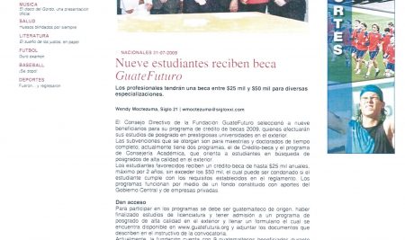 NUEVE ESTUDIANTES RECIBEN BECA GUATEFUTURO – SIGLO 21.COM