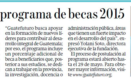 GUATEFUTURO CONVOCA A PROGRAMA DE BECAS 2015